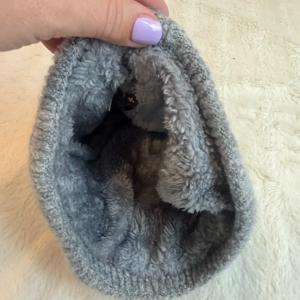 Bickley + Mitchell  Gray Beanie Hat Plush Lined Soft